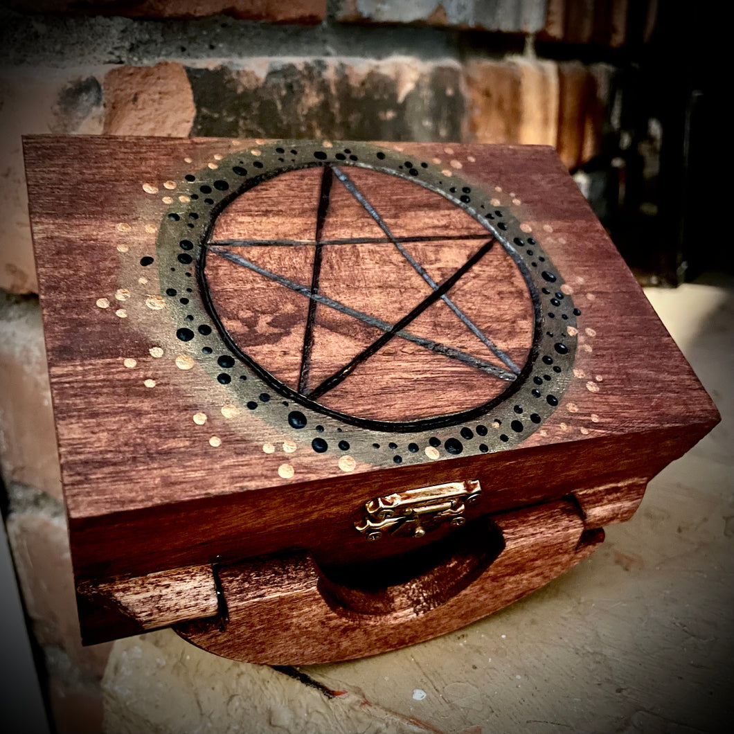 Woodburned Pentacle Box